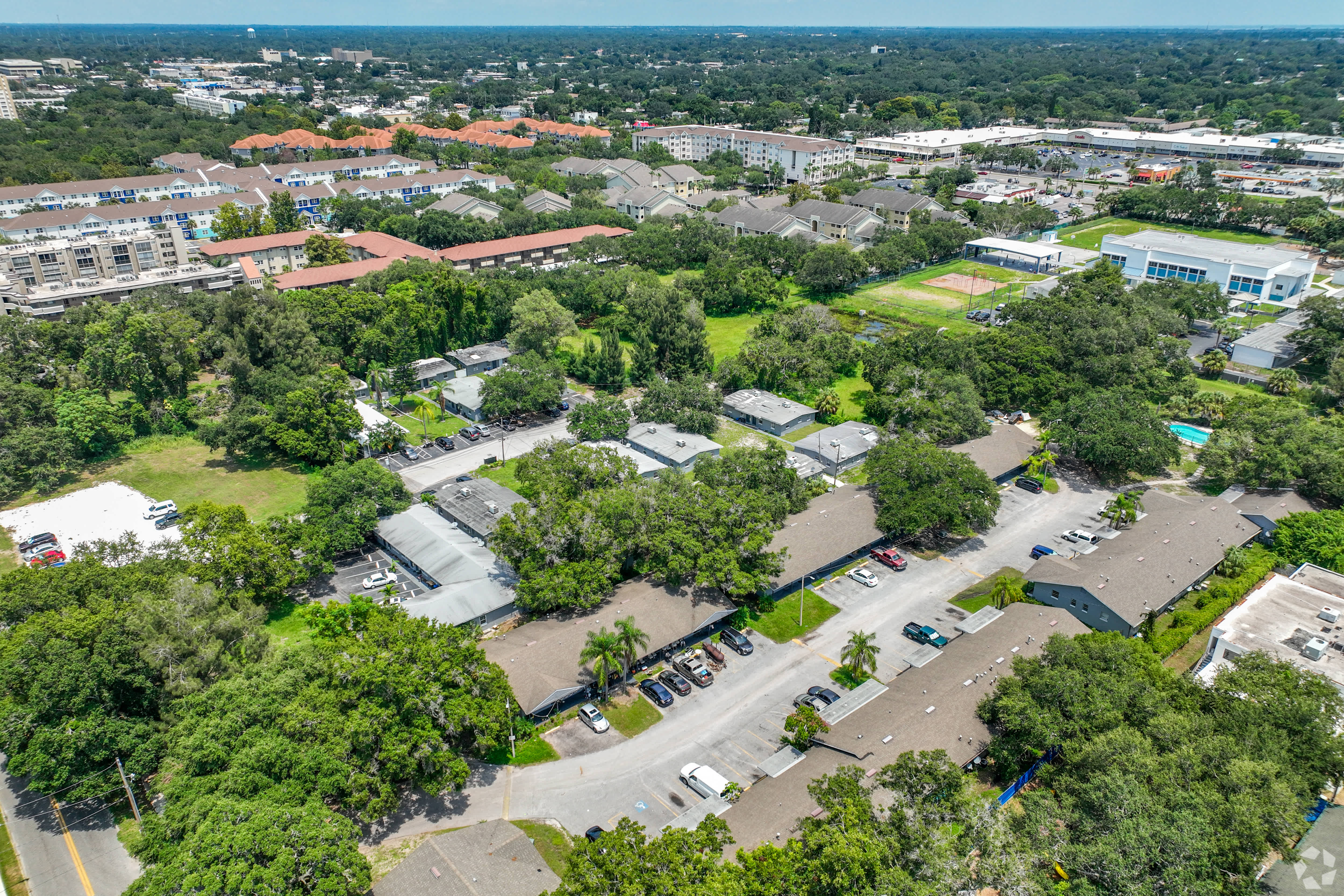 Aerial of the Clearwater neighborhood near Morton Plant